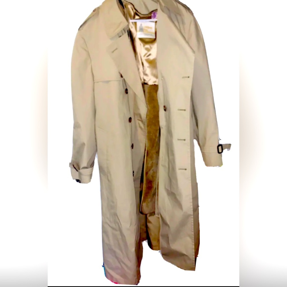 London Fog Womens Button Up Lined Maxi Trench Coat Brown Size 44R